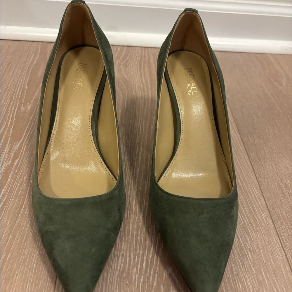 Michael Kors Olive Green Suede Heels